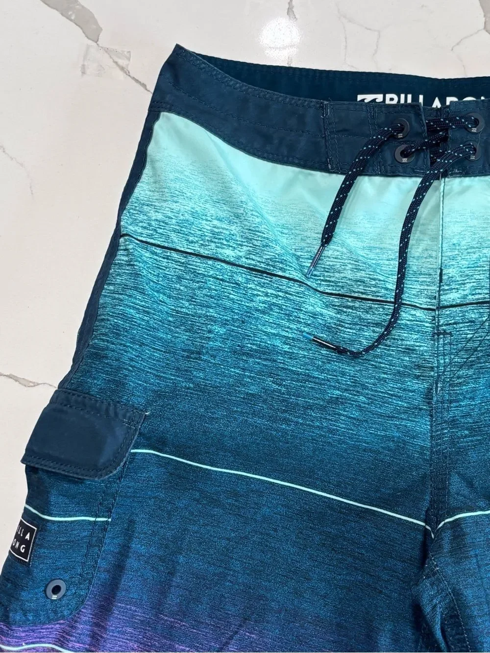 Billabong Ombre Aqua Teal to Purple Boys Board Shorts Swim Trunks Size 25 = 10